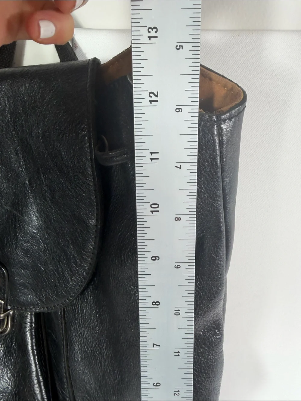 Patrica Nash black leather drawstring backpack
